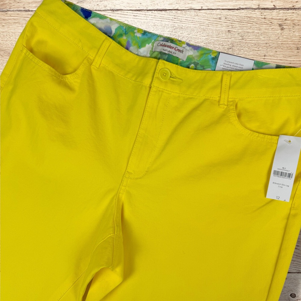 COLDWATER CREEK‎ Womens Natural Fit Cropped Jeans Pants Size 12 Yellow NWT - Picture 3 of 9